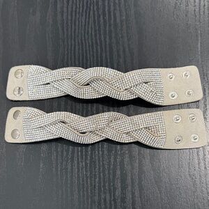 Silver Crystal Rhinestone on soft leather band - Bracelet